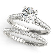 Crowned Prong-Set Round Diamond Engagement Ring in 10K/14K gold and platinum with certified lab-grown or natural diamonds
