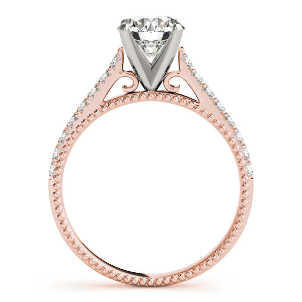 Crowned Prong-Set Round Diamond Engagement Ring in 10K/14K gold and platinum with certified lab-grown or natural diamonds
