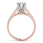 Crowned Prong-Set Round Diamond Engagement Ring in 10K/14K gold and platinum with certified lab-grown or natural diamonds