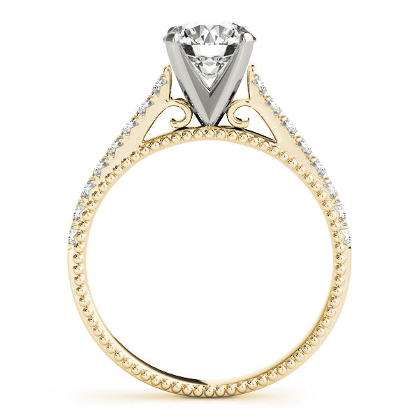 Crowned Prong-Set Round Diamond Engagement Ring in 10K/14K gold and platinum with certified lab-grown or natural diamonds