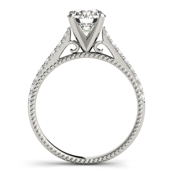 Crowned Prong-Set Round Diamond Engagement Ring in 10K/14K gold and platinum with certified lab-grown or natural diamonds