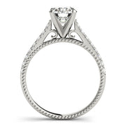 Crowned Prong-Set Round Diamond Engagement Ring in 10K/14K gold and platinum with certified lab-grown or natural diamonds