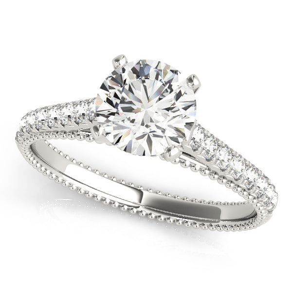 Crowned Prong-Set Round Diamond Engagement Ring in 10K/14K gold and platinum with certified lab-grown or natural diamonds