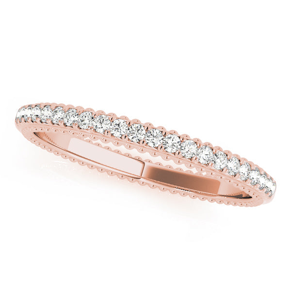 Beaded Prong Set Half Eternity Ring in Gold & Platinum