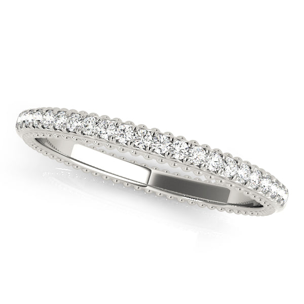 Beaded Prong Set Half Eternity Ring in Gold & Platinum