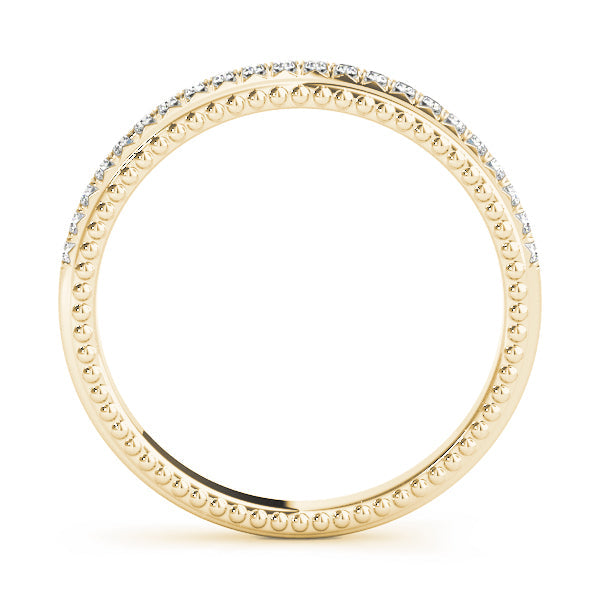 Beaded Prong Set Half Eternity Ring in Gold & Platinum
