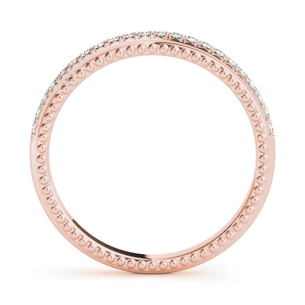Beaded Prong Set Half Eternity Ring in Gold & Platinum