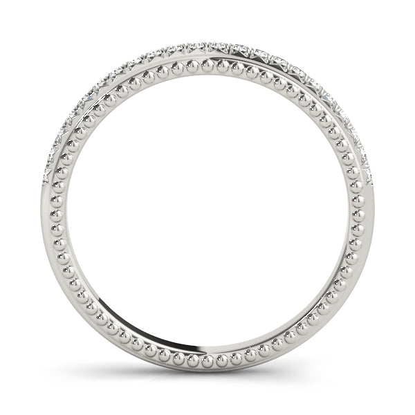 Beaded Prong Set Half Eternity Ring in Gold & Platinum