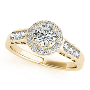 Splendid Halo Round Diamond Engagement Ring in 10K/14K gold and platinum with certified lab-grown or natural diamonds