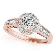 Splendid Halo Round Diamond Engagement Ring in 10K/14K gold and platinum with certified lab-grown or natural diamonds