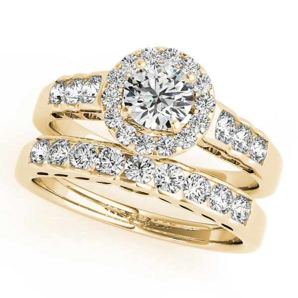 Splendid Halo Round Diamond Engagement Ring in 10K/14K gold and platinum with certified lab-grown or natural diamonds