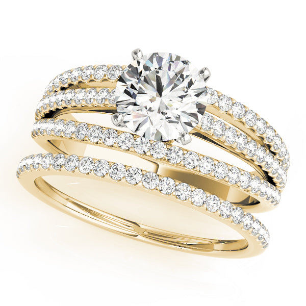 Enchanted Multi-Row Round Diamond Engagement Ring in 10K/14K gold and platinum with certified lab-grown or natural diamonds