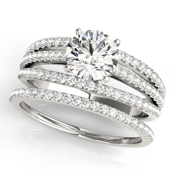 Enchanted Multi-Row Round Diamond Engagement Ring in 10K/14K gold and platinum with certified lab-grown or natural diamonds