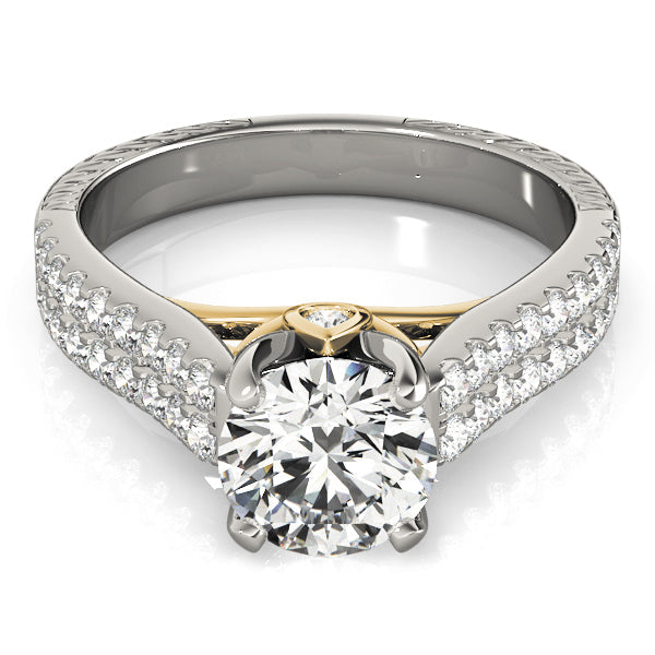 Pristine Pave Round Diamond Engagement Ring in 10K/14K gold and platinum with certified lab-grown or natural diamonds