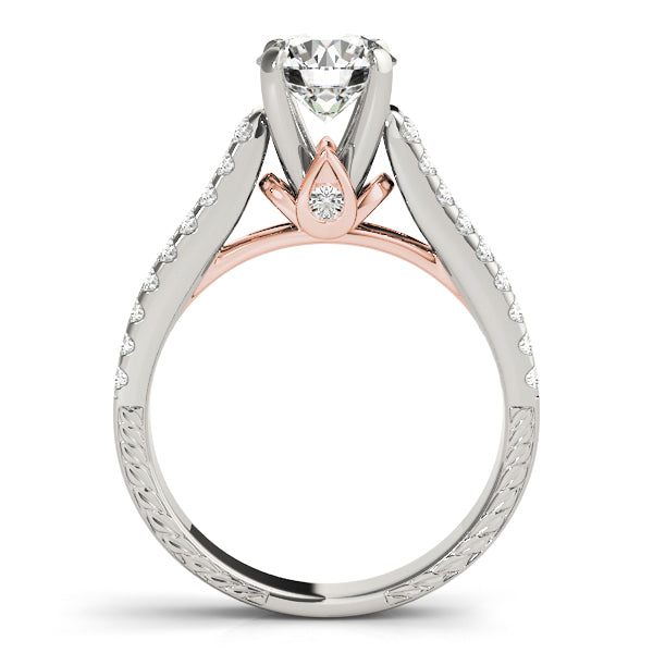 Pristine Pave Round Diamond Engagement Ring in 10K/14K gold and platinum with certified lab-grown or natural diamonds