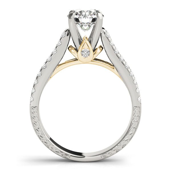 Pristine Pave Round Diamond Engagement Ring in 10K/14K gold and platinum with certified lab-grown or natural diamonds