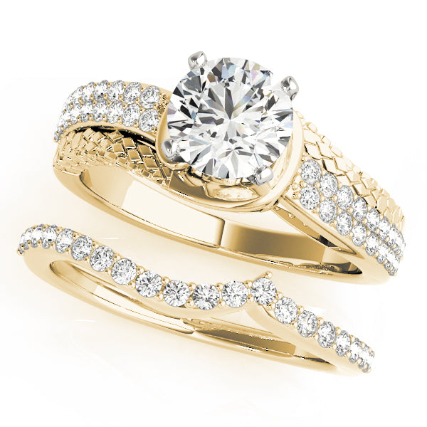 Resplendent Multi-Row Round Diamond Engagement Ring in 10K/14K gold and platinum with certified lab-grown or natural diamonds