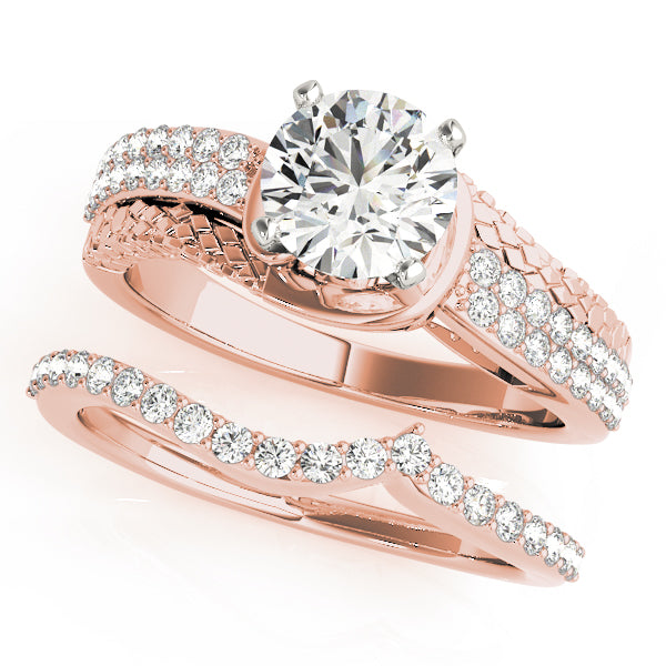 Resplendent Multi-Row Round Diamond Engagement Ring in 10K/14K gold and platinum with certified lab-grown or natural diamonds
