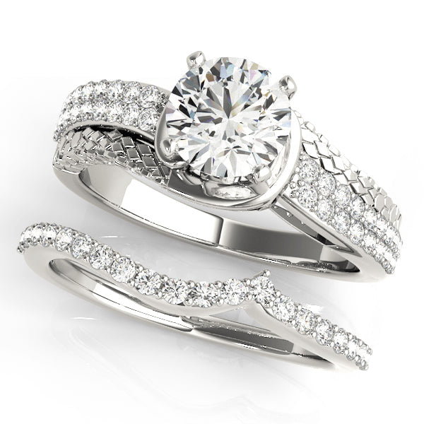 Resplendent Multi-Row Round Diamond Engagement Ring in 10K/14K gold and platinum with certified lab-grown or natural diamonds