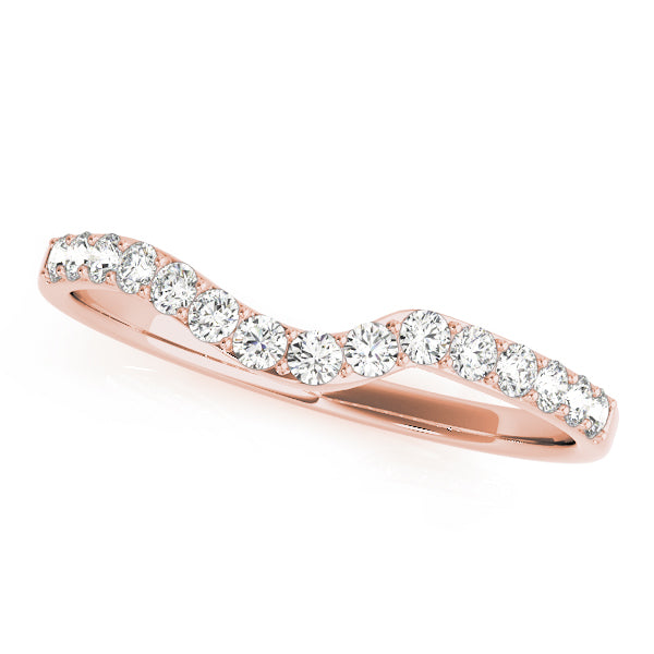 Shared Prong Curved Half Eternity Ring in Gold & Platinum