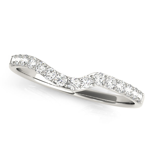 Shared Prong Curved Half Eternity Ring in Gold & Platinum