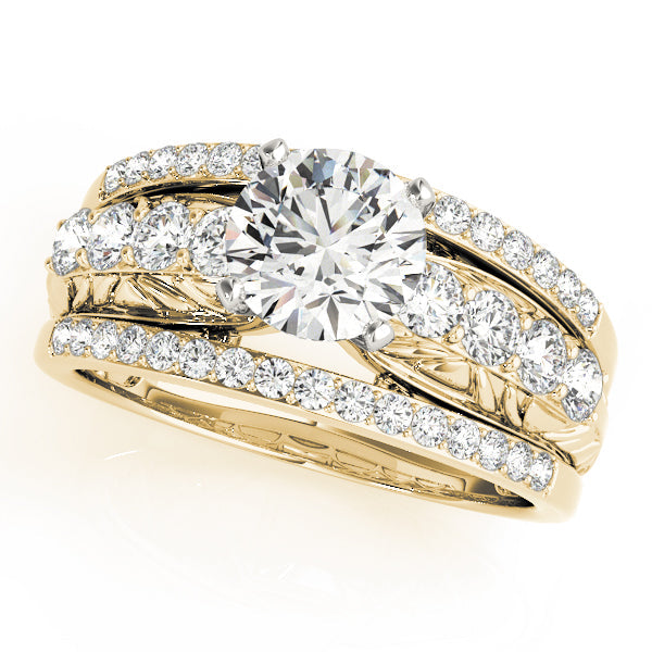 Noble Multi-Row Round Diamond Engagement Ring in 10K/14K gold and platinum with certified lab-grown or natural diamonds