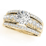 Noble Multi-Row Round Diamond Engagement Ring in 10K/14K gold and platinum with certified lab-grown or natural diamonds