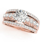 Noble Multi-Row Round Diamond Engagement Ring in 10K/14K gold and platinum with certified lab-grown or natural diamonds