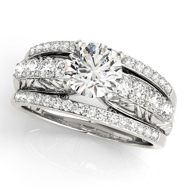 Noble Multi-Row Round Diamond Engagement Ring in 10K/14K gold and platinum with certified lab-grown or natural diamonds