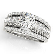 Noble Multi-Row Round Diamond Engagement Ring in 10K/14K gold and platinum with certified lab-grown or natural diamonds