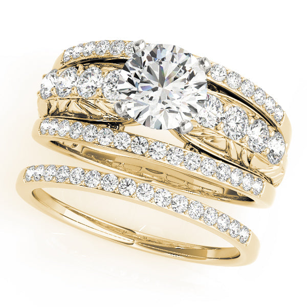 Noble Multi-Row Round Diamond Engagement Ring in 10K/14K gold and platinum with certified lab-grown or natural diamonds