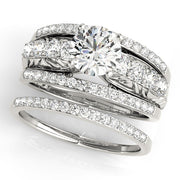 Noble Multi-Row Round Diamond Engagement Ring in 10K/14K gold and platinum with certified lab-grown or natural diamonds