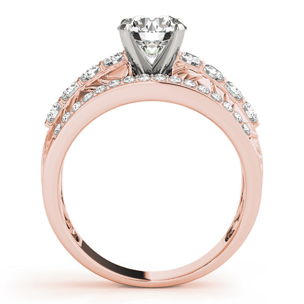 Noble Multi-Row Round Diamond Engagement Ring in 10K/14K gold and platinum with certified lab-grown or natural diamonds