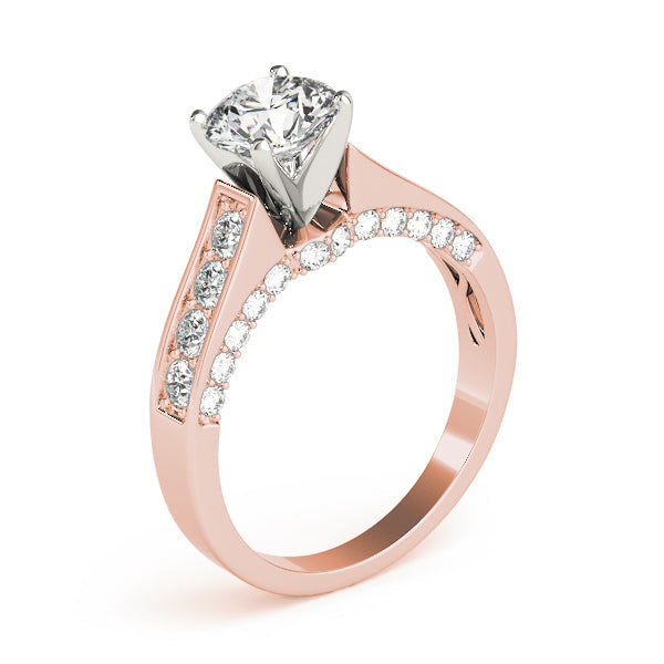 Classic Channel-Set Round Diamond Engagement Ring in 10K/14K gold and platinum with certified lab-grown or natural diamonds