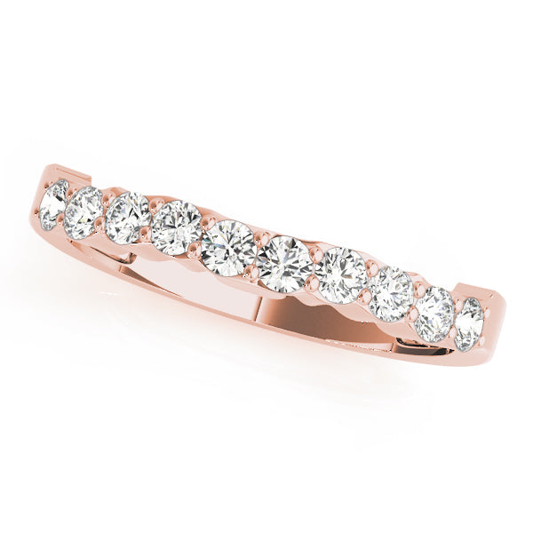 Shared Prong Curved Half Eternity Ring in Gold & Platinum