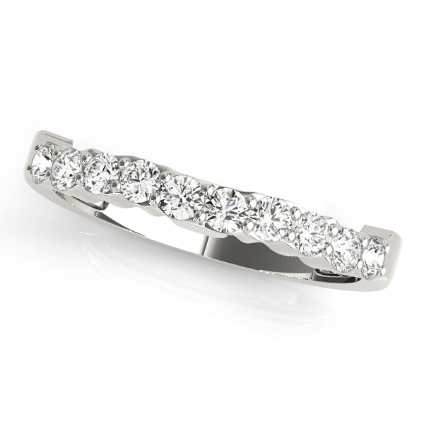 Shared Prong Curved Half Eternity Ring in Gold & Platinum