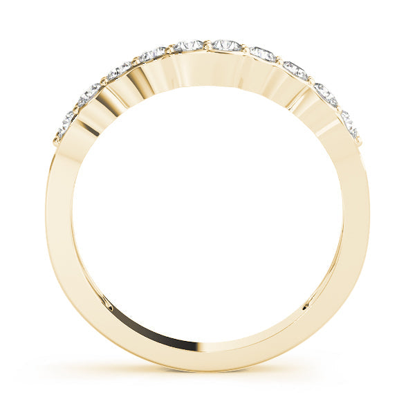 Shared Prong Curved Half Eternity Ring in Gold & Platinum