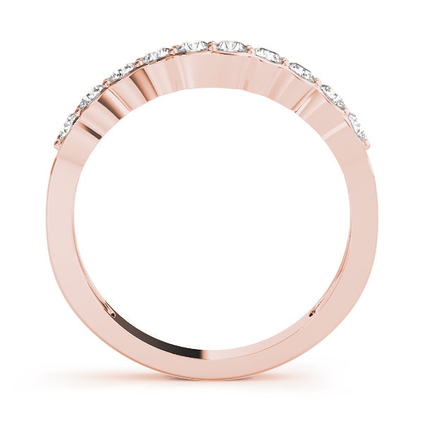 Shared Prong Curved Half Eternity Ring in Gold & Platinum