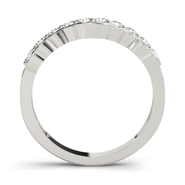 Shared Prong Curved Half Eternity Ring in Gold & Platinum