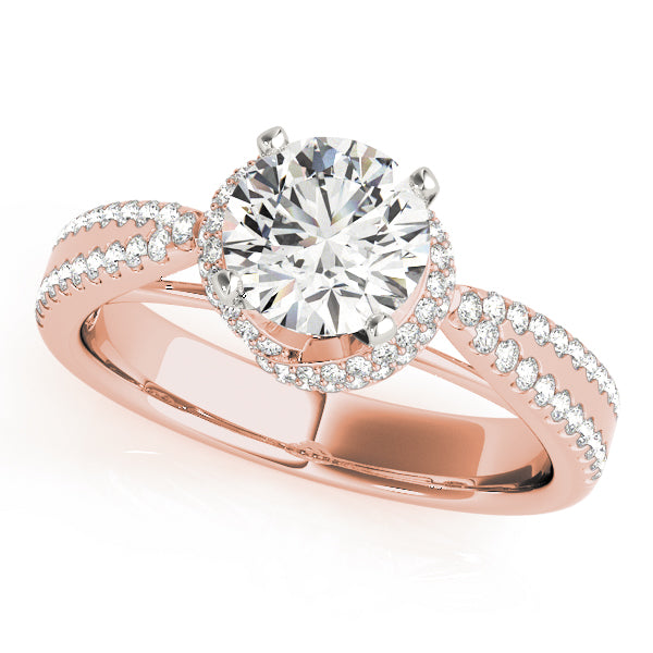 Elegant Multi-Row Round Diamond Engagement Ring in 10K/14K gold and platinum with certified lab-grown or natural diamonds