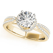 Elegant Multi-Row Round Diamond Engagement Ring in 10K/14K gold and platinum with certified lab-grown or natural diamonds