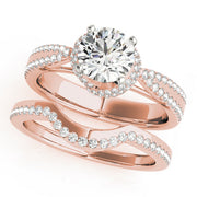 Elegant Multi-Row Round Diamond Engagement Ring in 10K/14K gold and platinum with certified lab-grown or natural diamonds