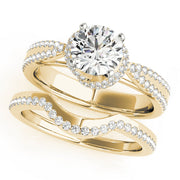 Elegant Multi-Row Round Diamond Engagement Ring in 10K/14K gold and platinum with certified lab-grown or natural diamonds