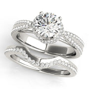 Elegant Multi-Row Round Diamond Engagement Ring in 10K/14K gold and platinum with certified lab-grown or natural diamonds