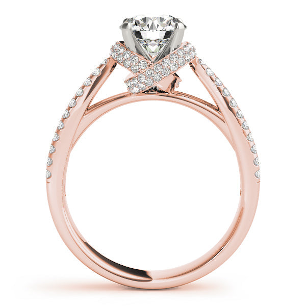 Elegant Multi-Row Round Diamond Engagement Ring in 10K/14K gold and platinum with certified lab-grown or natural diamonds