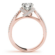 Elegant Multi-Row Round Diamond Engagement Ring in 10K/14K gold and platinum with certified lab-grown or natural diamonds
