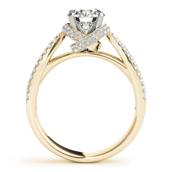 Elegant Multi-Row Round Diamond Engagement Ring in 10K/14K gold and platinum with certified lab-grown or natural diamonds