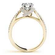 Elegant Multi-Row Round Diamond Engagement Ring in 10K/14K gold and platinum with certified lab-grown or natural diamonds