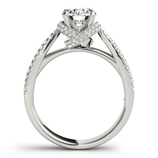 Elegant Multi-Row Round Diamond Engagement Ring in 10K/14K gold and platinum with certified lab-grown or natural diamonds