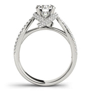 Elegant Multi-Row Round Diamond Engagement Ring in 10K/14K gold and platinum with certified lab-grown or natural diamonds